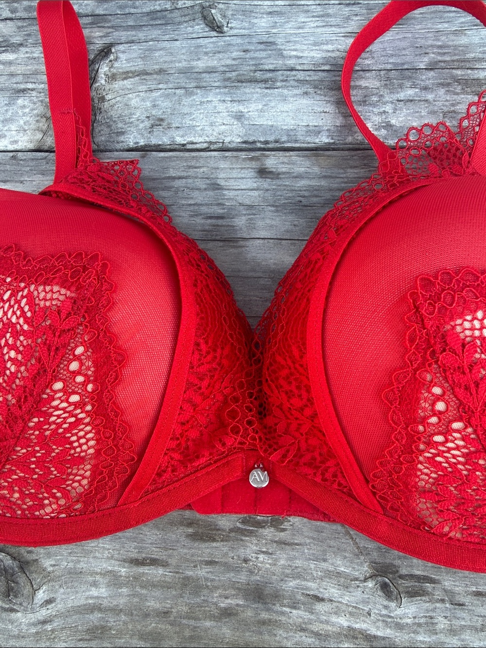 Adore Me Sexy Red Lace Underwire Push Up Bra 34D Elegant Night Out Romantic - Picture 5 of 10